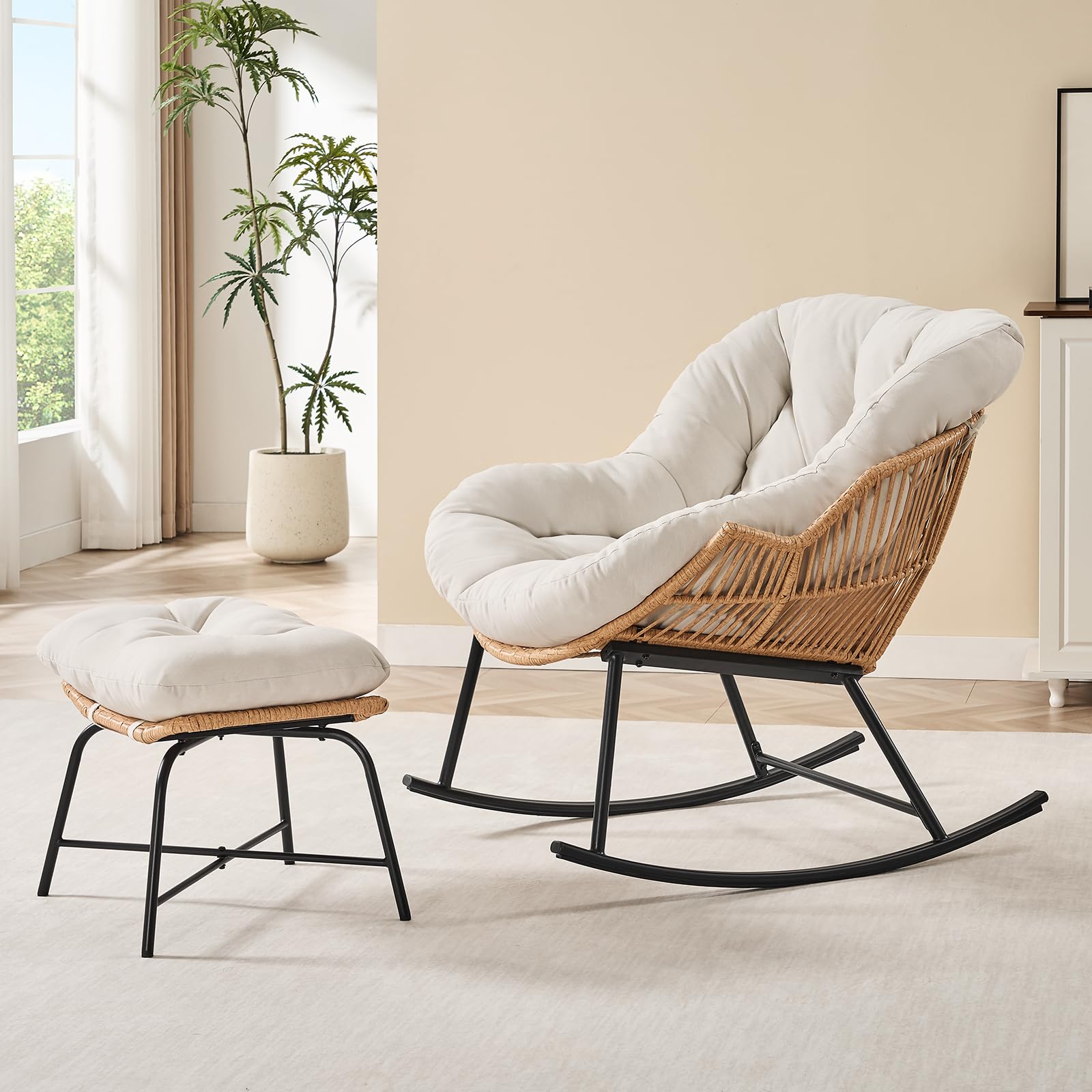 Outdoor Furniture Egg Chair - Cadeira de Balanço Papasan de Rattan