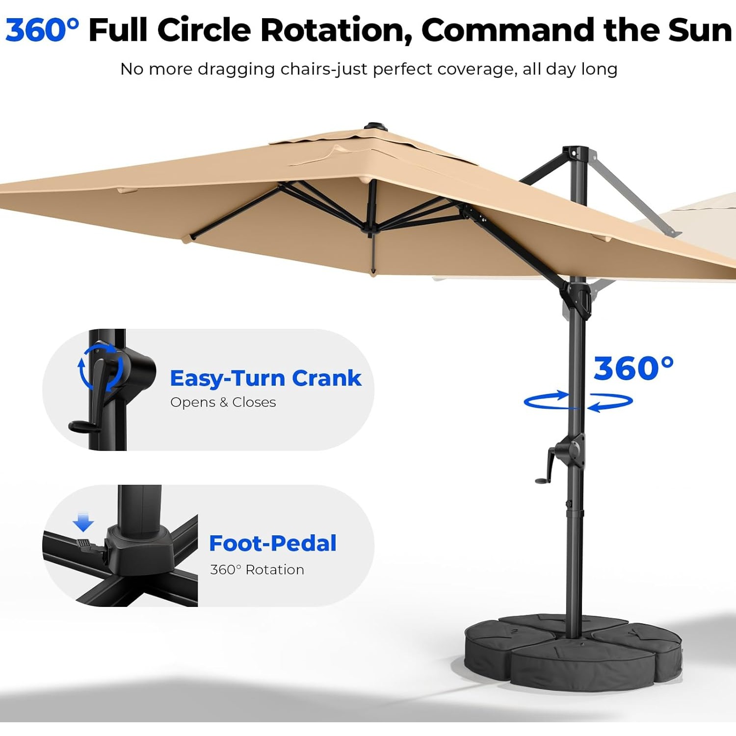 Outdoor Furniture With Umbrella - Guarda-Sol Cantilever 10x10 FT para Pátio