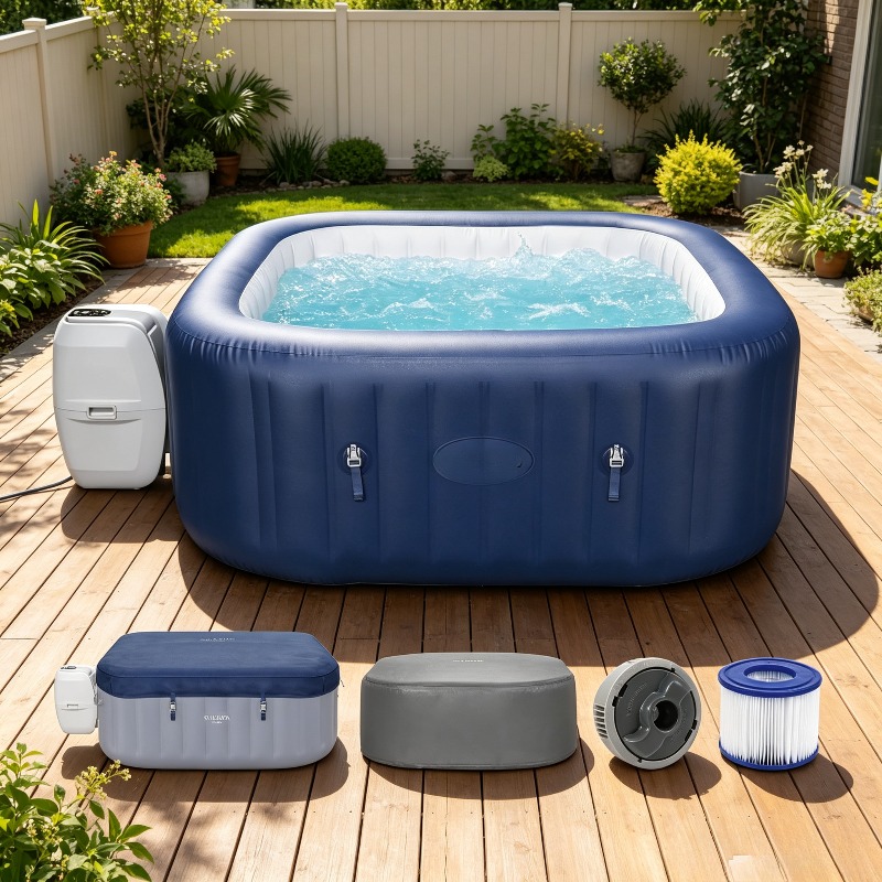 Inflatable Hot Tub - SaluSpa AirJet Spa Inflável Quadrado para