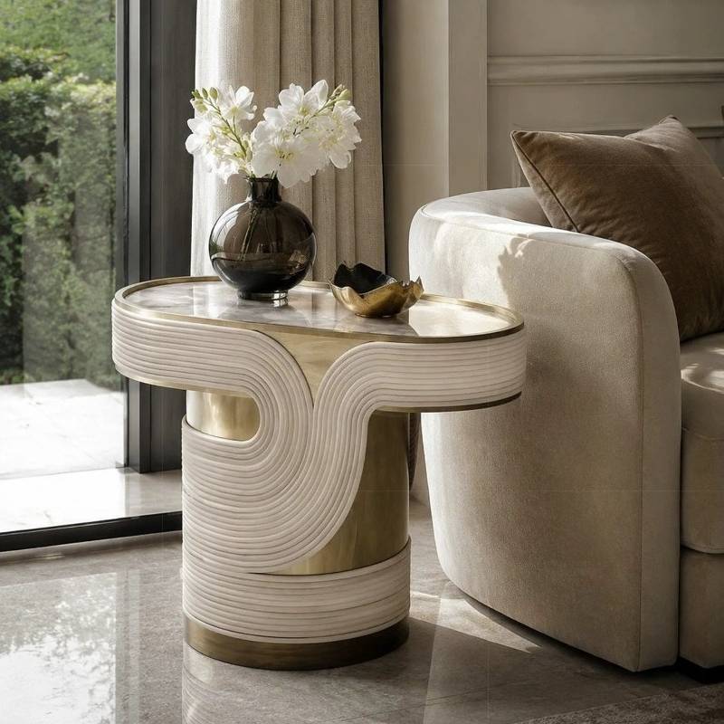 Outdoor Furniture Dubai - Mesas de Centro Ovais Douradas para