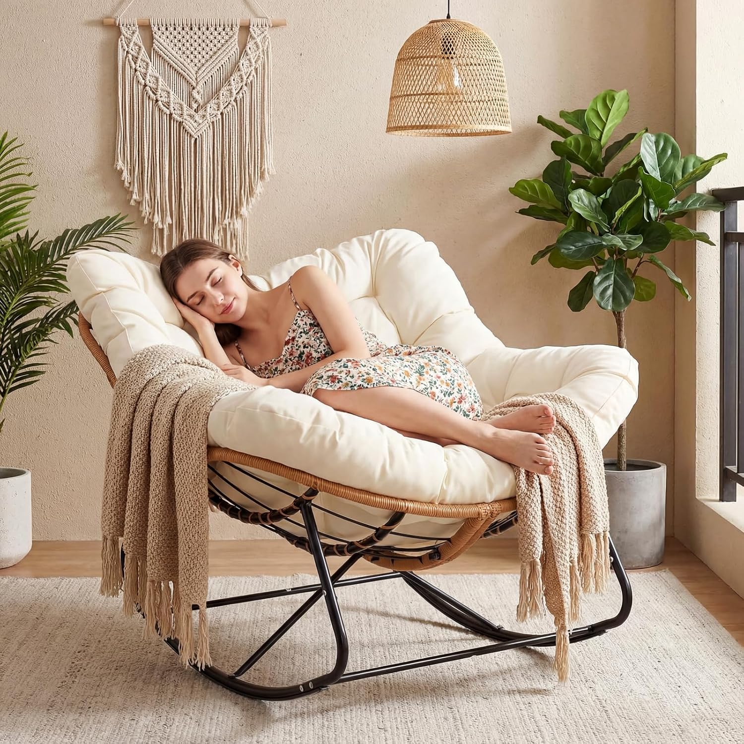 Outdoor Furniture Egg Chair - Cadeira de Balanço Papasan Extragrande para