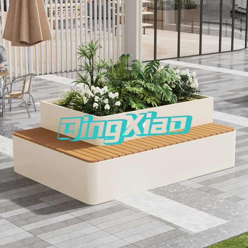 Garden Bench Metal - Banco de exterior com vaso integrado,
