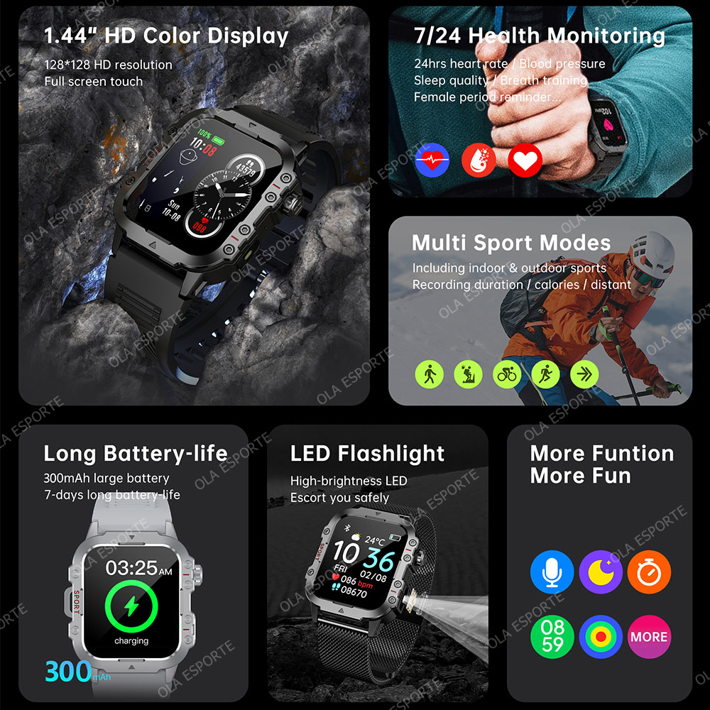 Novo Smartwatch Militar Robust - Outdoor Rug Waterproof avaliação e preço