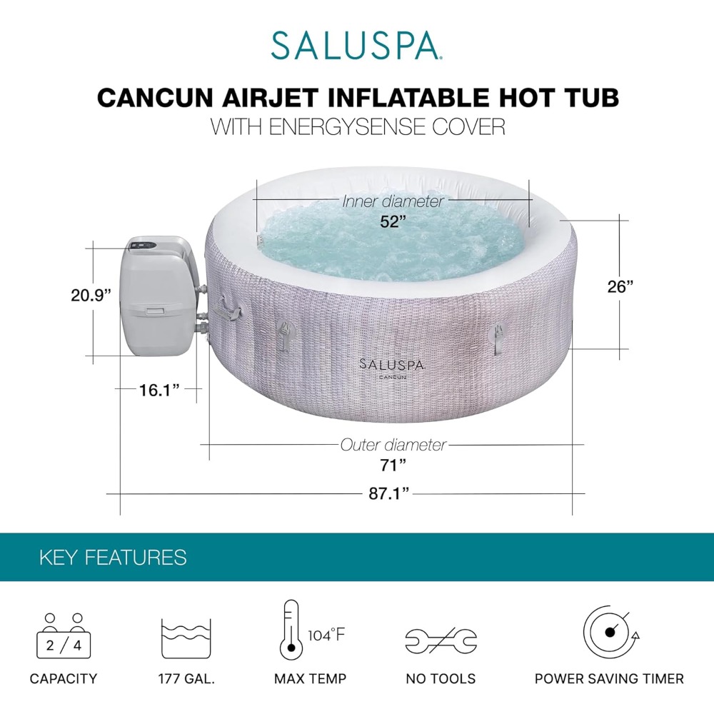 SaluSpa Cancun Banheira Infláv - Inflatable Hot Tub avaliação e preço