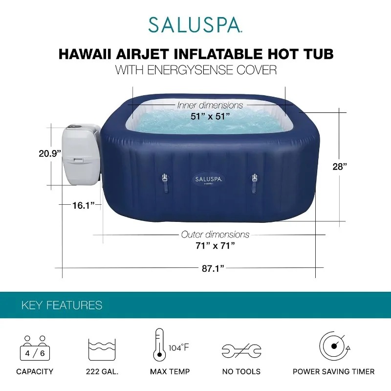 SaluSpa AirJet Spa Inflável Qu - Inflatable Hot Tub avaliação e preço